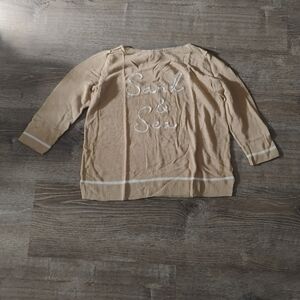 ​J. Jill "Sand & Sea" Embroidered Knit Sweater - Beige/Tan XS Petite